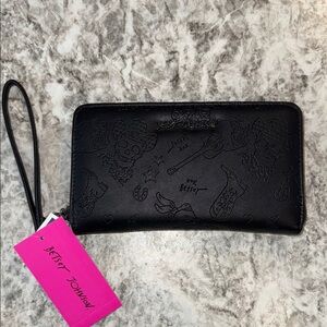 Betsey Johnson Black Embossed Key & Card Holder